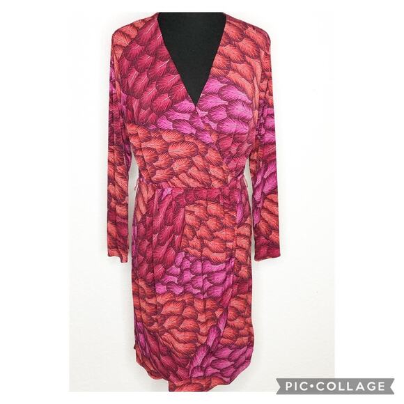 Gypsy Mara Hoffman red pink feather dress size Medium - Picture 1 of 12
